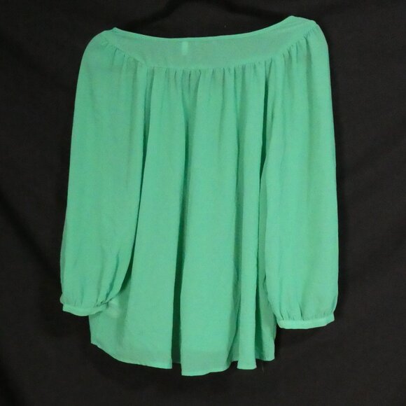 H&M | size 8 | Green Sheer Long Sleeve Button-Up Blouse | NWOT - Picture 2 of 16